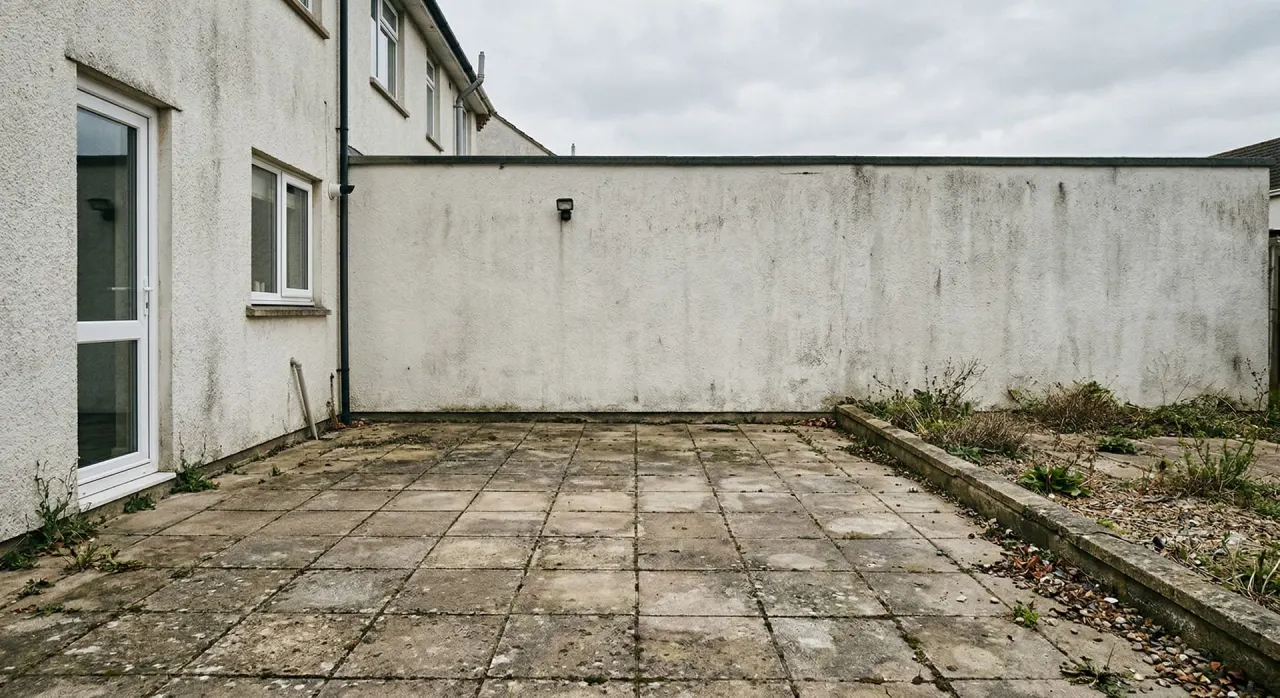 Original front yard photo used as the before view