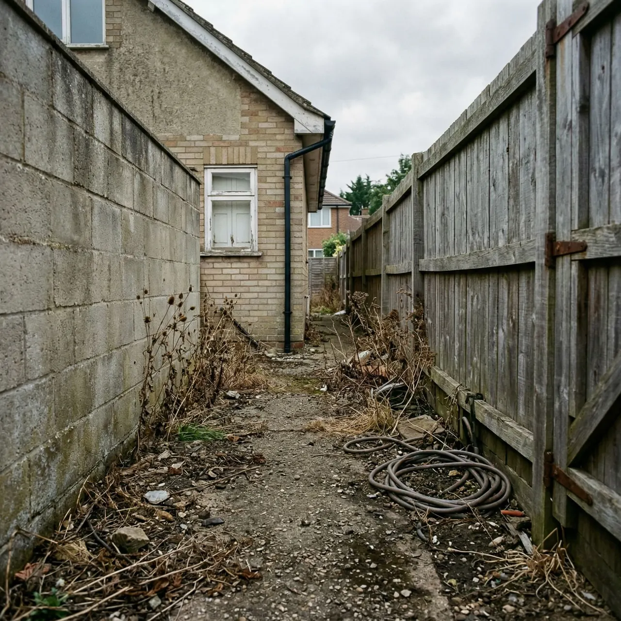 Original front yard photo used as the before view